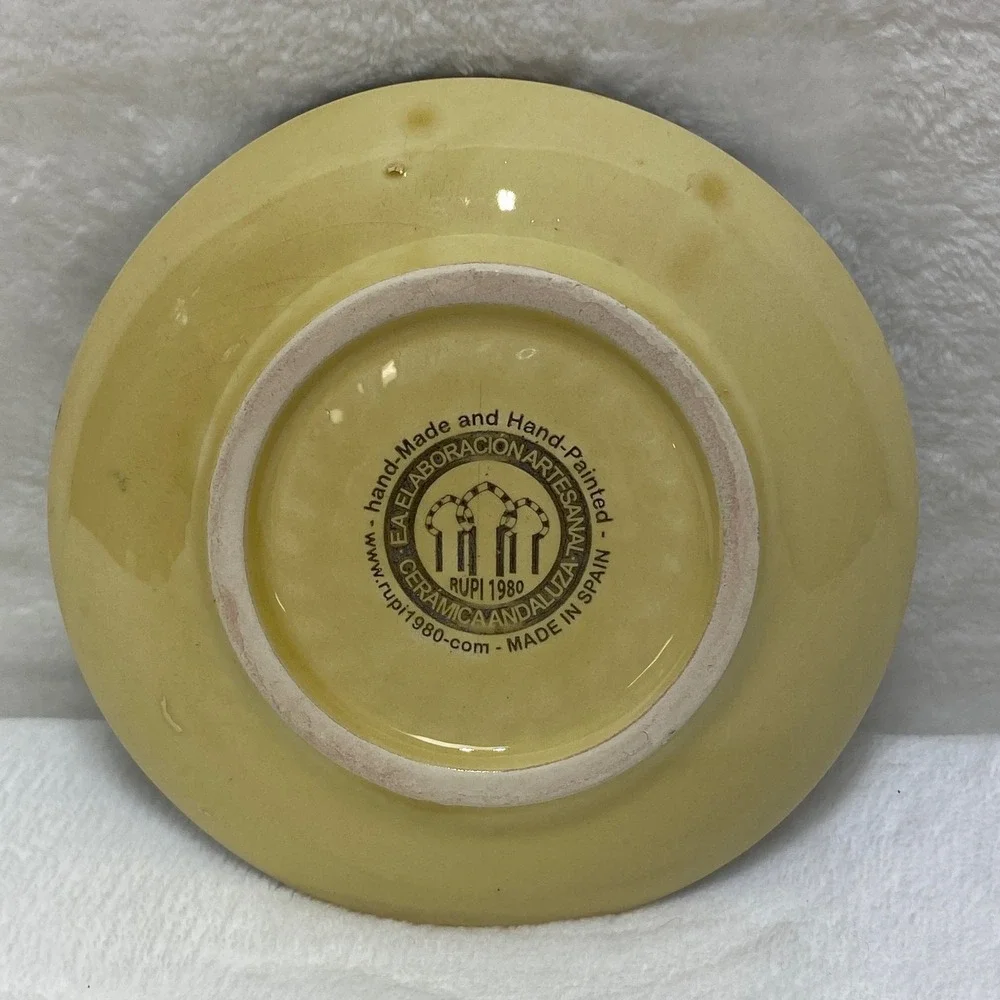 VTG Rupi Handmade Ceramic 1980 Garlic Grater‎ Plate Hand Painted Pottery Spain